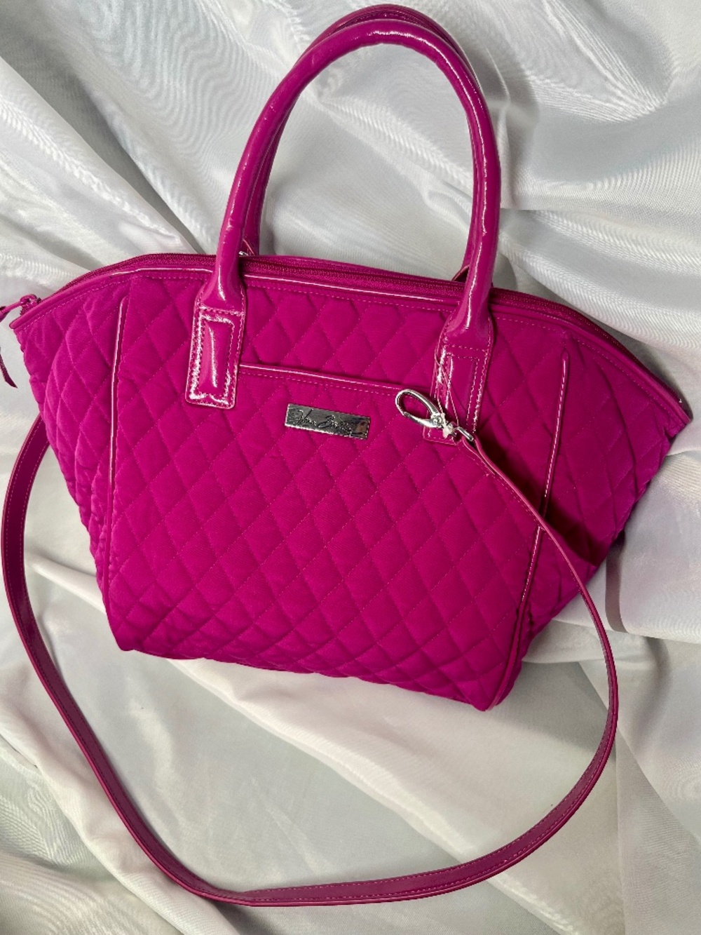 Vera Bradley Glenna Fuchsia Pink Quilted Handbag Shoulder Strap 16''x10'' new